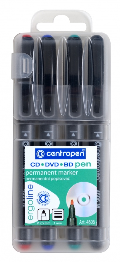 Popisovač 4606 CD/DVD/BD-Pen, 1 mm, sada 4 barev