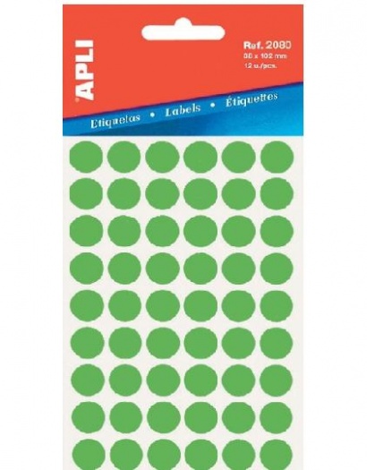 Etikety APLI průměr 8 mm zelené,3 archy A6