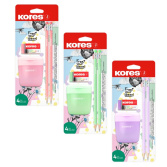 Kores Pastel SET – ořezávátko, tužky, pryž