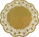 Dekorativní krajky kulaté, zlaté, pr.32 cm, 4 ks