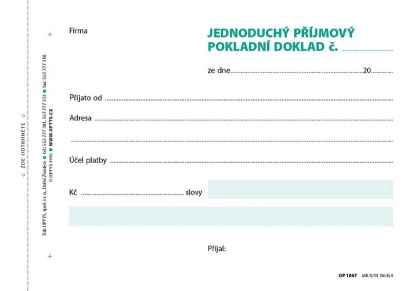 Jednoduchý příjmový pokladní doklad,A6, 100 listů