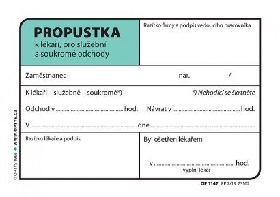 Propustka A7,100 listů