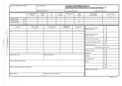 Záznam o době řízení vozidla a bezp.přestávkách 100 listů