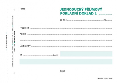 Jednoduchý příjmový pokl.doklad samopr.,100 listů