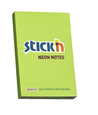 Samolepící bločky 76x51 mm zelené neon 100 lístků