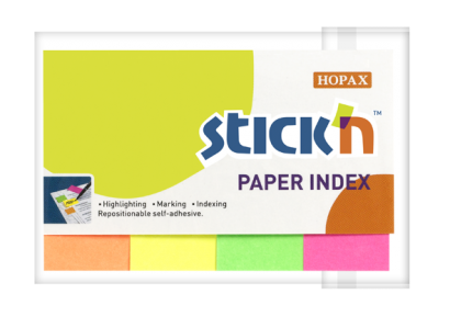 Papírové záložky-bločky 50x20 mm  mix neonových barev