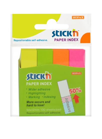 Papírové záložky Hopax Neon Mix 50 x 12 mm 400 lístků
