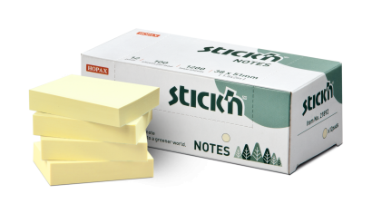 Bloček Stick´n by Hopax - FSC pastelová žlutá 12 bločků po 100 lístcích