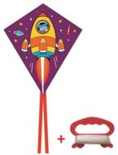 Létající drak Raketa 60 x 70 cm + držák se šňůrou 30 m