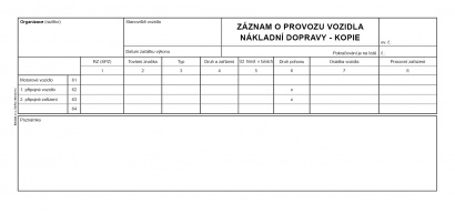 Záznam o provozu vozidla nákl.dopravy 2/3 A4,50 listů