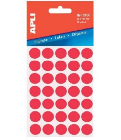 Etikety APLI průměr 13 mm červené,5 archů A6
