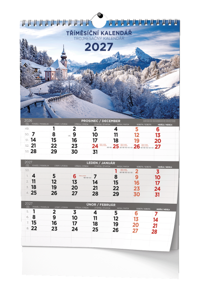 Nástěnný kalendář A3 - Tříměsíční Obrázkový Nástěnný kalendář A3 - Tříměsíční Obrázkový