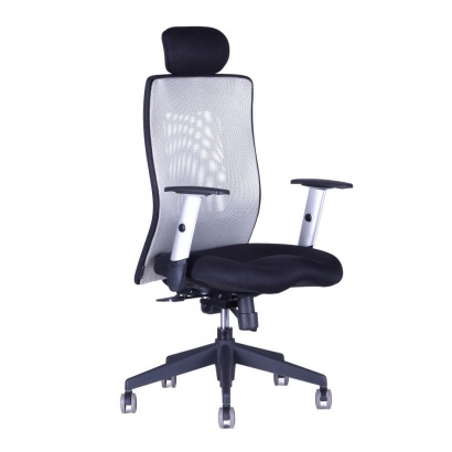 Kancelářská židle Calypso XL s pevným  podhlavníkem šedá