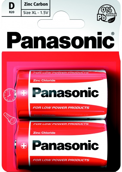 Red Zinc Panasonic monočlánky velké D/R20 2 ks