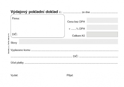 Výdajový pokladní doklad A6,50 listů