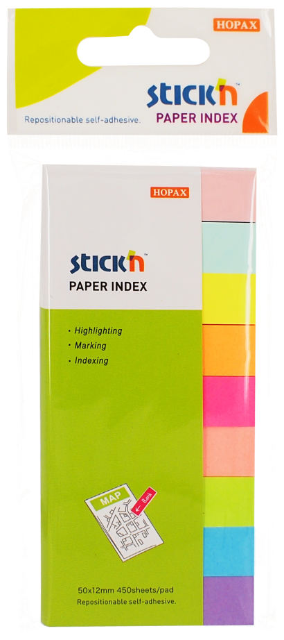 Papírové záložky Hopax Neon Mix 50 x 12 mm 450 lístků Papírové záložky Hopax Neon Mix 50 x 12 mm 450 lístků